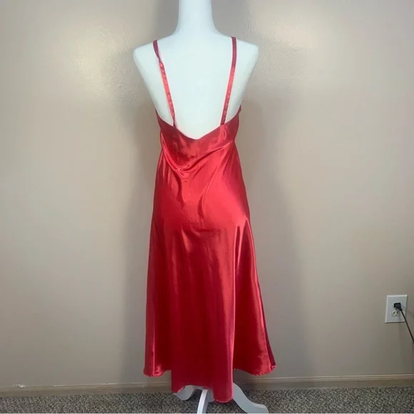 Christian Dior VTG Satin Logo Embroidered Full Length Slip Dress - Picture 9 of 15